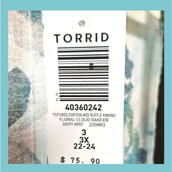 TORRID Textured Plus Size Chiffon Midi Ruffle Kimono. JUST IN! - Picture 15 of 16